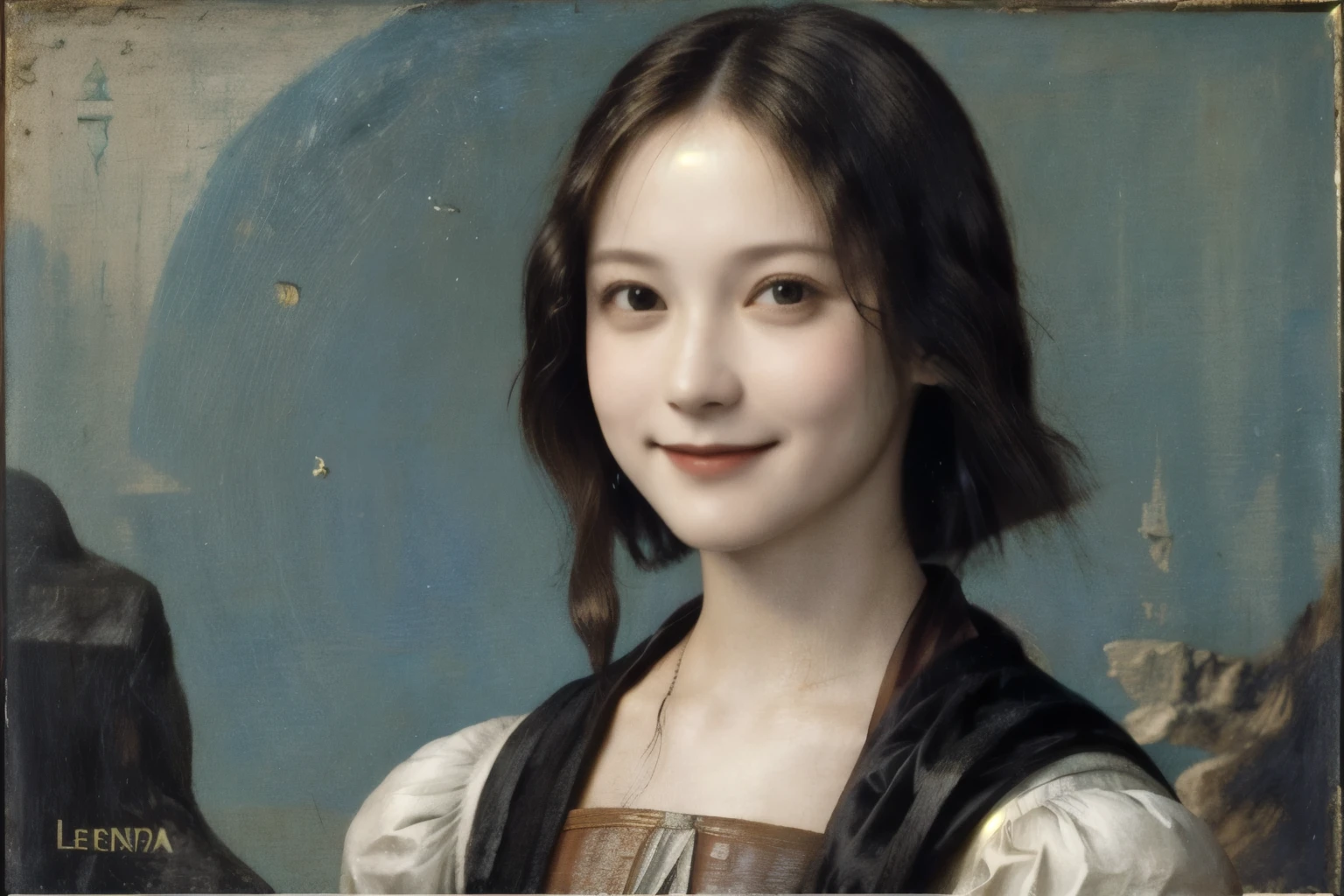 260 20-year-old female, (short hair),(Genuine), smile,  (Paintings by Leonardo da Vinci)