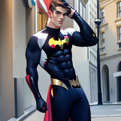 Batgirl costume, cool handsome young femboy