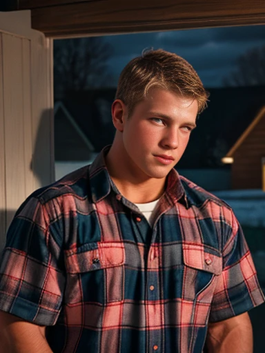 1boy, the flannel loving all American hunky Iowa farmboy you'd surrender your dignity to and service in a heartbeat, atmospheric, intricate detail,