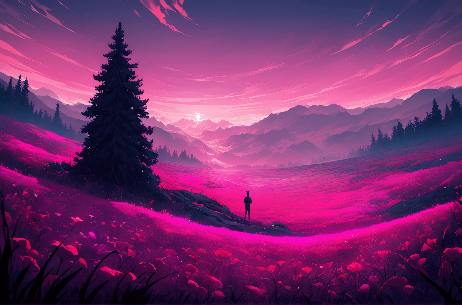 There is a huge array in front of us,Color of infrared thermal imaging,Human-like shape,Looks a little sad,Some are busy on an empty meadow,They are playing,Stay there