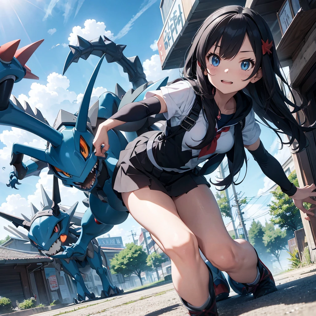 Pokemon Ghibli style Dialga being petted by the main character