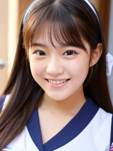 A very cute face like a 15-year-old idol　Smiling Kindly　School uniform　I can see your underwear　Whole body　Medium size bust　bedroom　night　Hotel Bed　RAW Photos　Genuine　Real　High definition