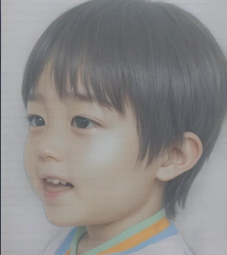 Realistic color photography style、Smiling emphasizes nasolabial folds. Make the chin a little thinner and accentuate the nasolabial folds.、I want it to look more like a color photograph...........。 boy, Xu々To、Clearly visible、Emphasizes deep nasolabial folds from nose to mouth、Generate left and right dimples、Show me your beautiful smile.。Make your eyes look cute with double eyelids.