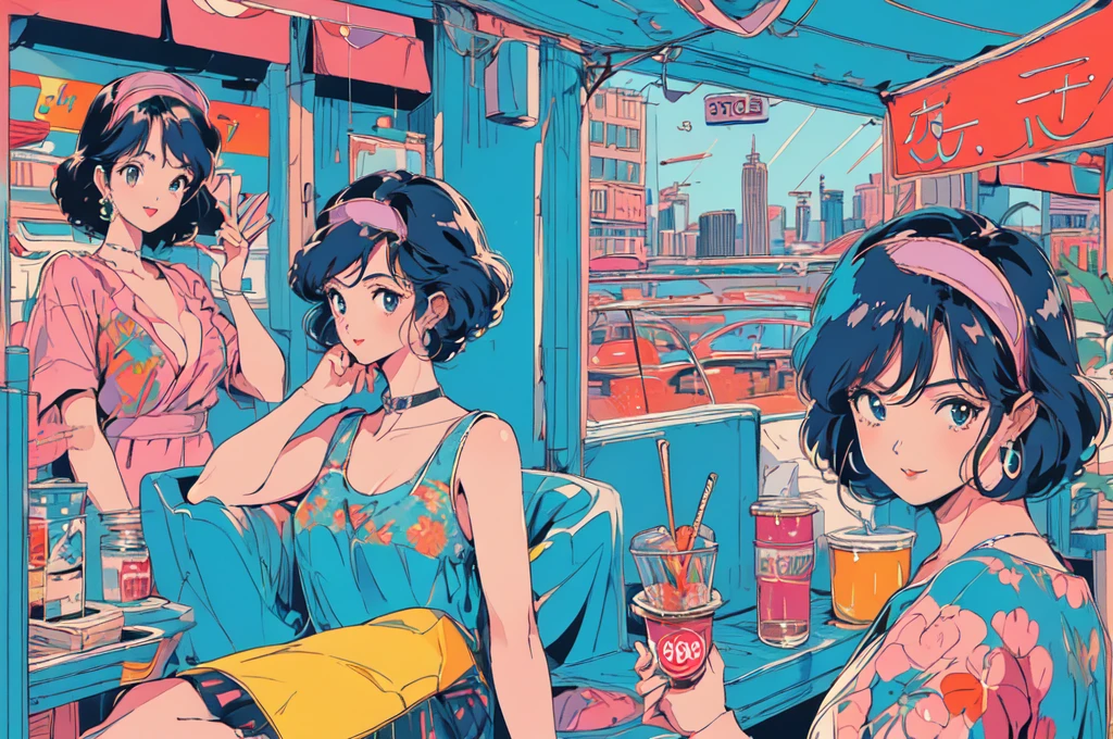 (80's, Retro, City Pop Poster:1.5), , (masterpiece, Highest quality), (anime, figure), Best Photo Poses, Dynamic Angle, Cowboy Shot, alone, smile, A perfect eye for detail, Delicate face, High Fashion, Retroなゲームセンター、American casual、jazz、the 90s、Vintage、tobacco、speaker、Saxophone、rain、 Cool Guy、Knight、 City Boy、Retro、