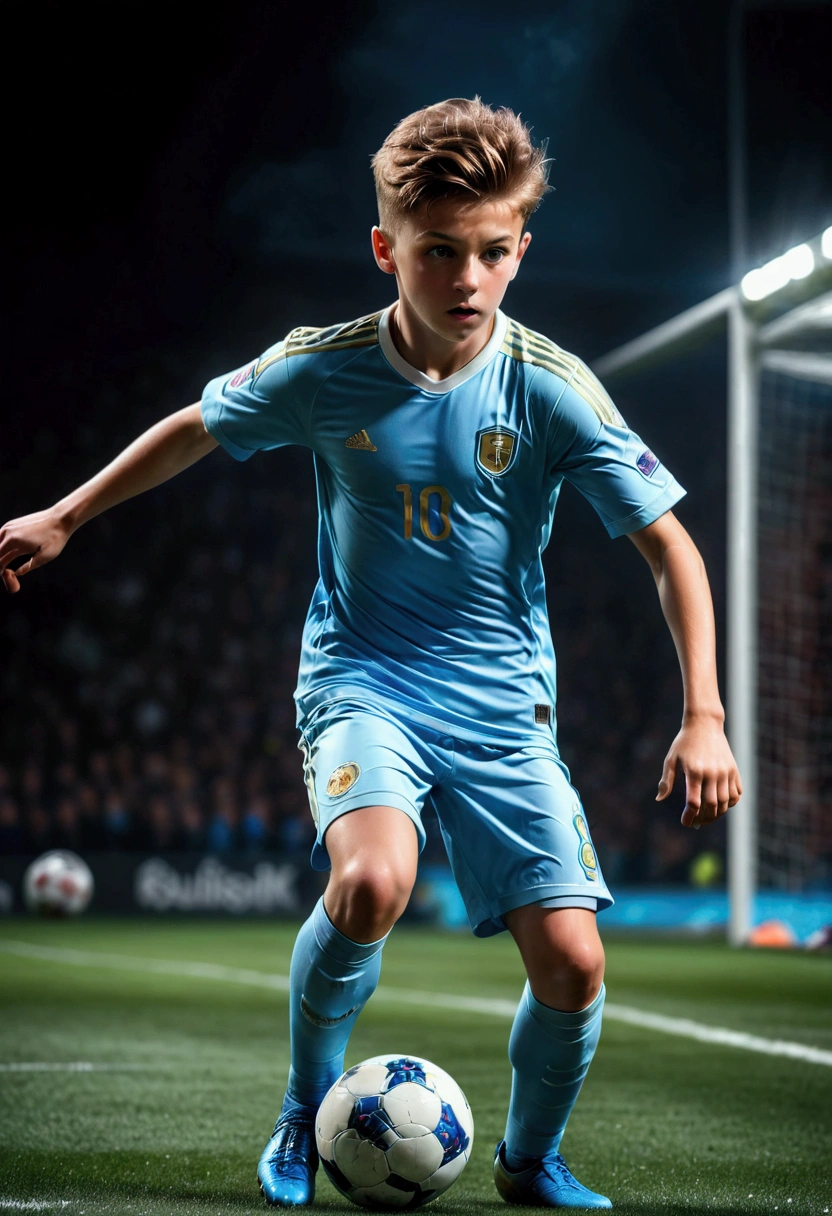 1boy, beautiful detailed soccer player, stroboscopic effect, action shot, dynamic motion blur, Gjon Mili style, dramatic lighting, high contrast, vivid colors, (8k, highres:1.2), ultra-detailed, (realistic, photorealistic, photo-realistic:1.37), masterpiece, best quality, very aesthetic, absurdres