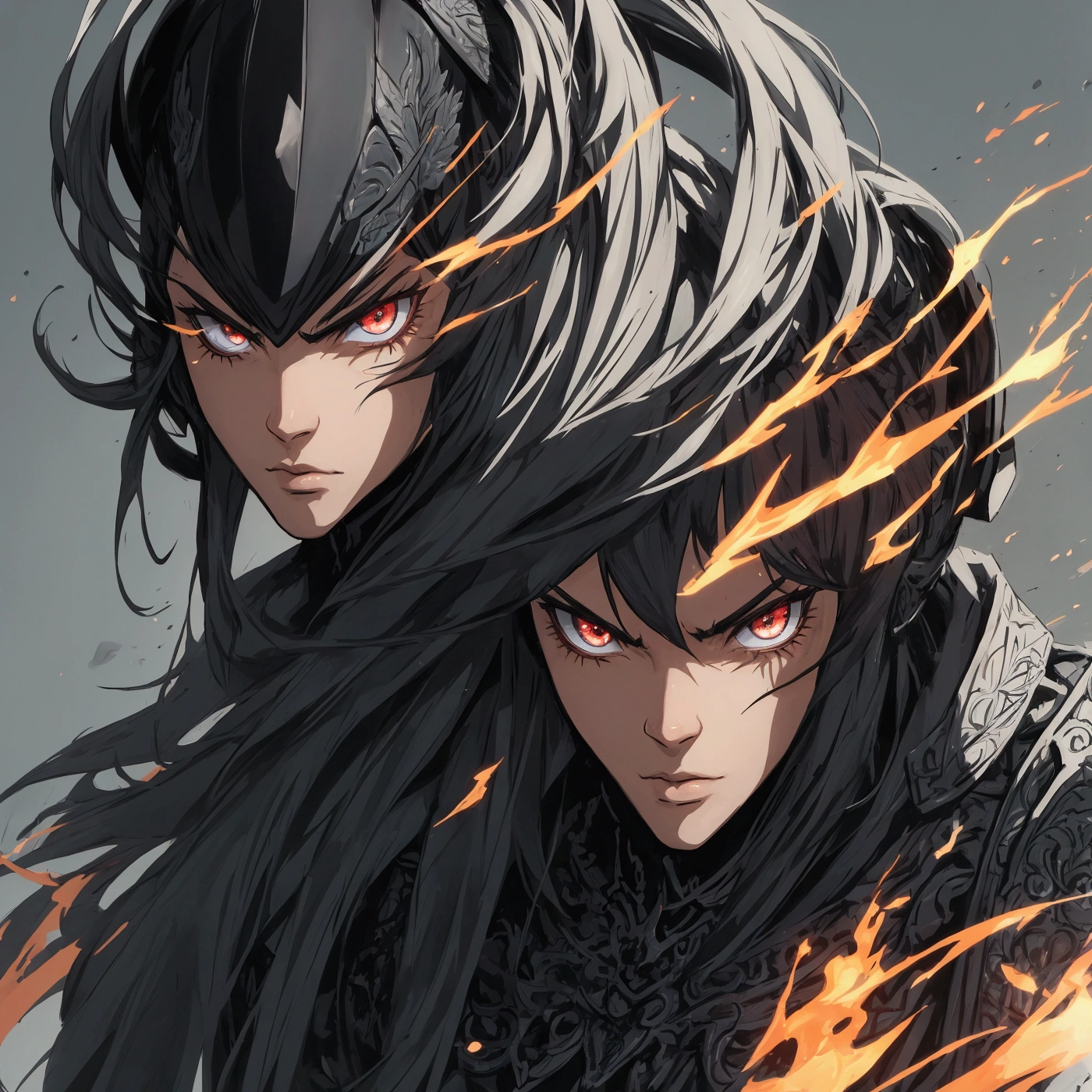 make this character into anime art style, man face,