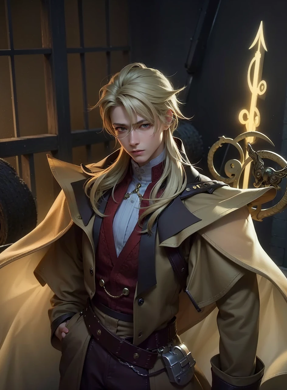 masculine male, masterpiece, ((perfect eyes)) best quality, (semirealism:1.9), beautiful lighting, (extremely detailed CG unity 4k fhd wallpaper), High Detail, Sharp focus, dramatic outdoors, 1 boy ,19 years old, white hair, light purpel eyes, smile.