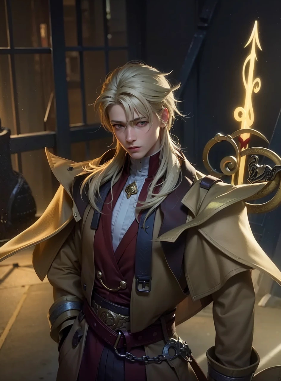 masculine male, masterpiece, ((perfect eyes)) best quality, (semirealism:1.9), beautiful lighting, (extremely detailed CG unity 4k fhd wallpaper), High Detail, Sharp focus, dramatic outdoors, 1 boy ,19 years old, white hair, light purpel eyes, smile.