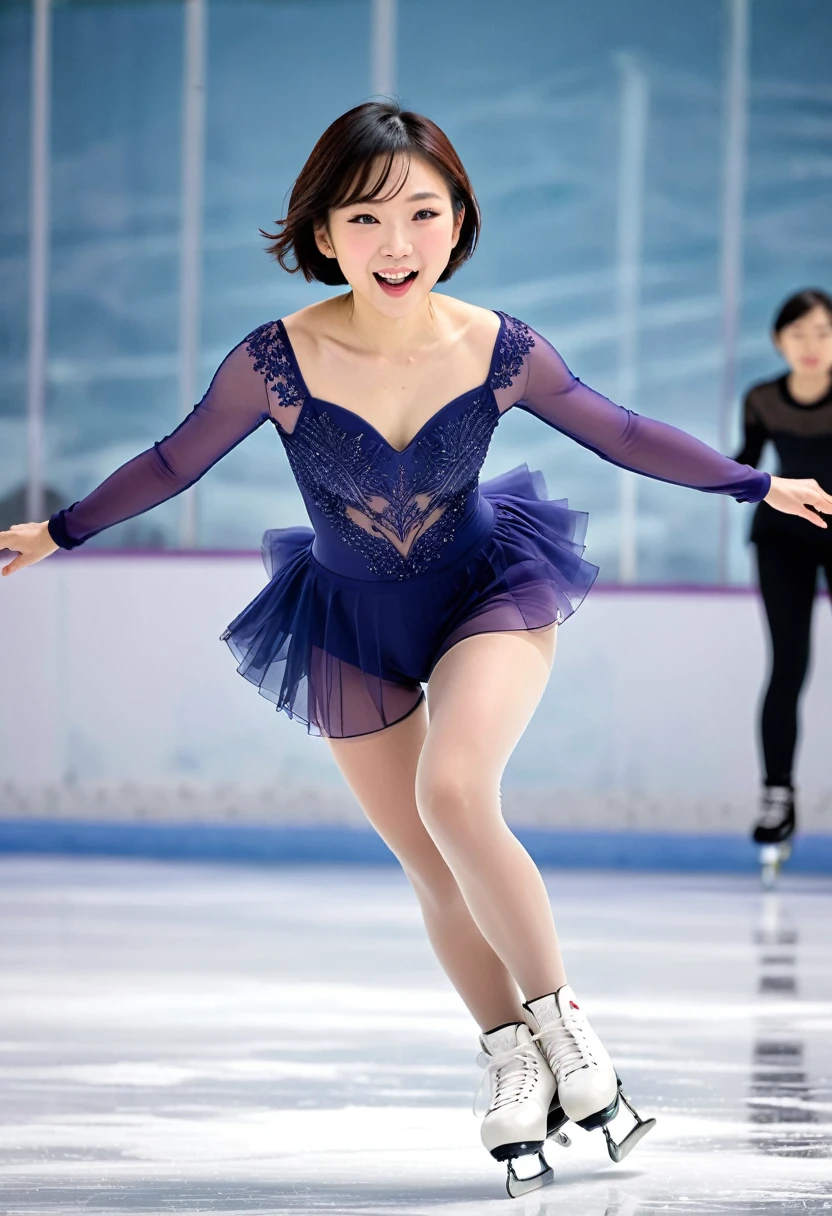 Age 27、Figure skating、Bobcut、Japanese women、See through、underwear、The dynamic sensation of gliding on ice、Lesbians on Ice