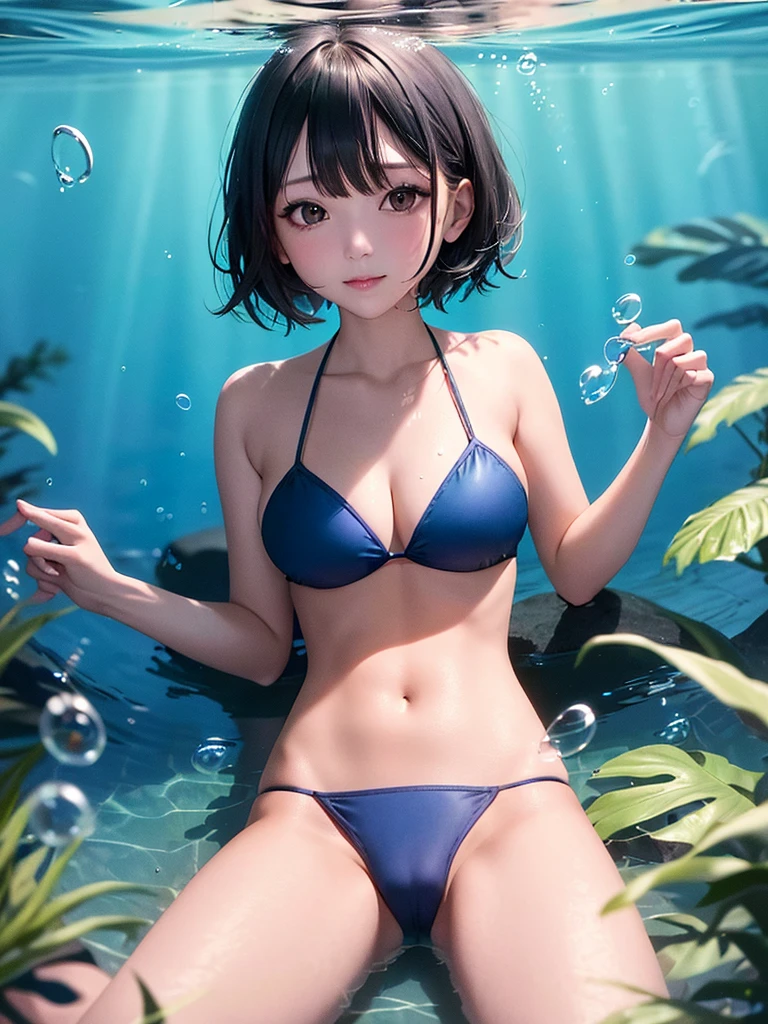 Beautiful girl,sexy lady, blue light bikini girl, camel toe,
short hair black, Underwater, sea water, wet, ดำน้ำทะเล,