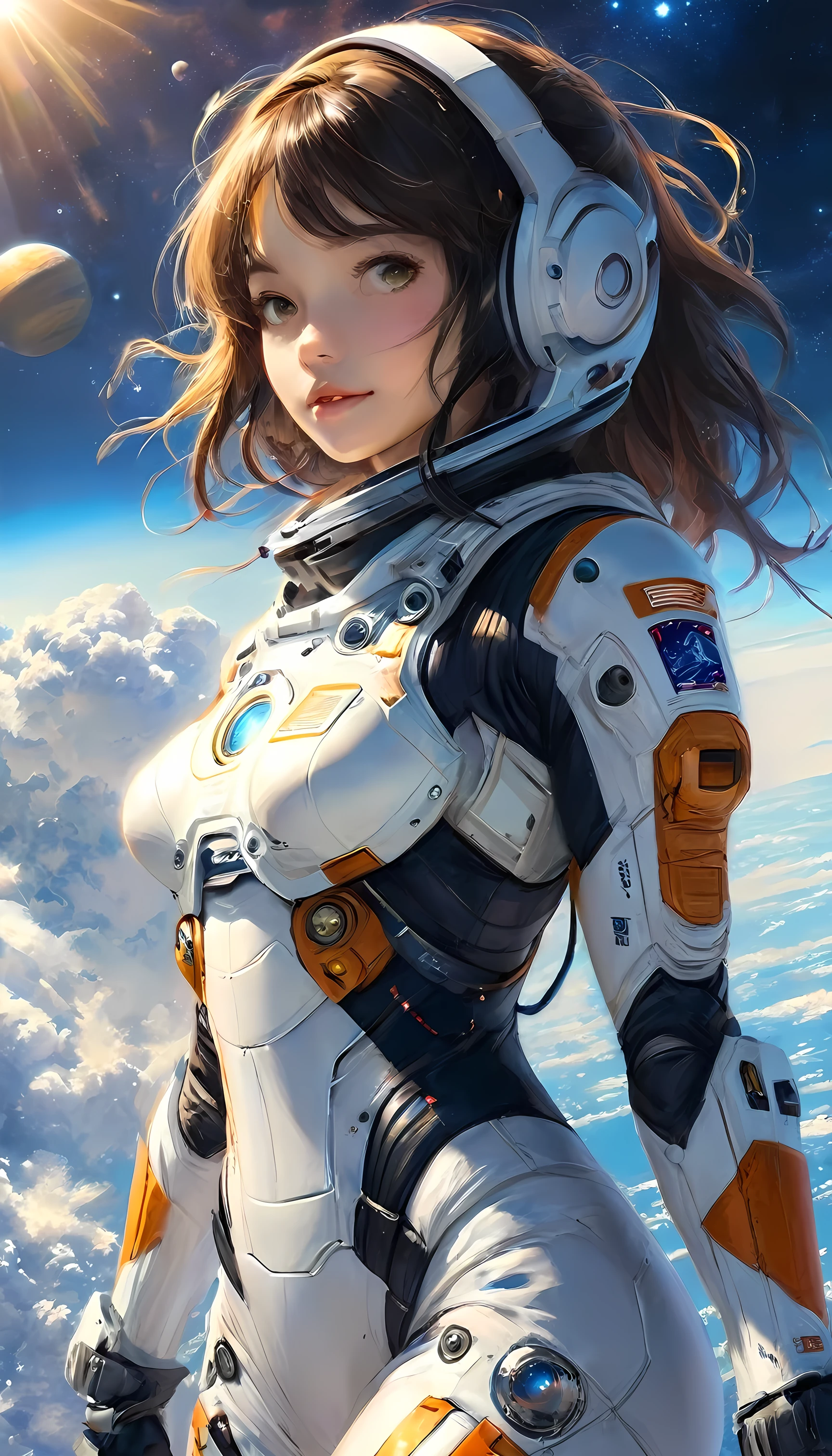 Anime woman wearing an astronaut suit