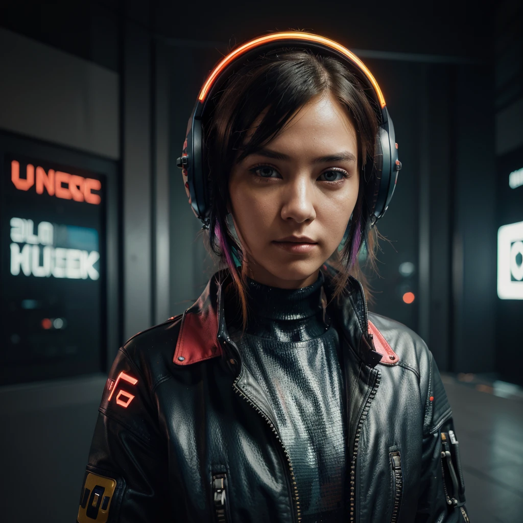 (masterpiece,best quality,ultra detailed,ultra high res,detailed background),((cyberpunk)),((flat color)),((colorful)),(1girl),pilot,pilot helmet,pilot jacket,looking at viewer,solo,upper body,colored background,high contrast,contrasting colors,cowboy shot,