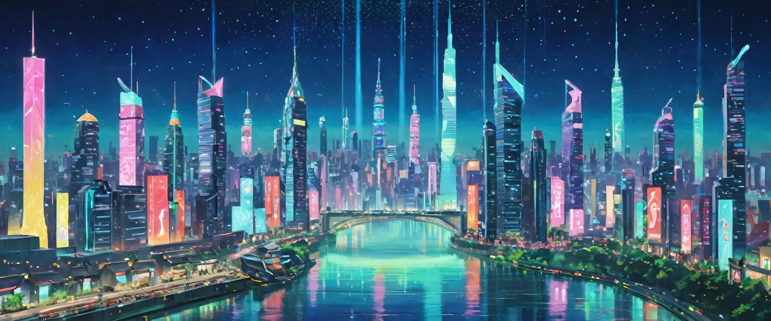Hatsune Miku、((Masterpieces with up to 16K resolution):1.6), ((Intricate details):1.4), ((Very crazy details):1.4),((Highest quality):1.3),((Soft-colored 4K high-definition digital art):1.3). | (((Futuristic City):1.5))), ((Neon light glow):1.4), ((Future cityscape):1.3), ((サイボーグのHatsune Miku):1.4), ((希望に満ちた表情のHatsune Miku):1.3), ((Digital Advertising and Holograms):1.1), Gouache with Intricate detailss, pastel colour, Drops of ink, Fine brushwork has been improved, Careful brushwork creates a sense of atmosphere, Utilize delicate yet powerful brushwork techniques, Create an enchanting atmosphere. Very fine gouache, ((Unmatched clarity and clarity):1.1), ((A futuristic city rendered in stunning 32K resolution):1.3), ((Paintings of Women by Agnes Cecil):1.3), All in sharp focus.