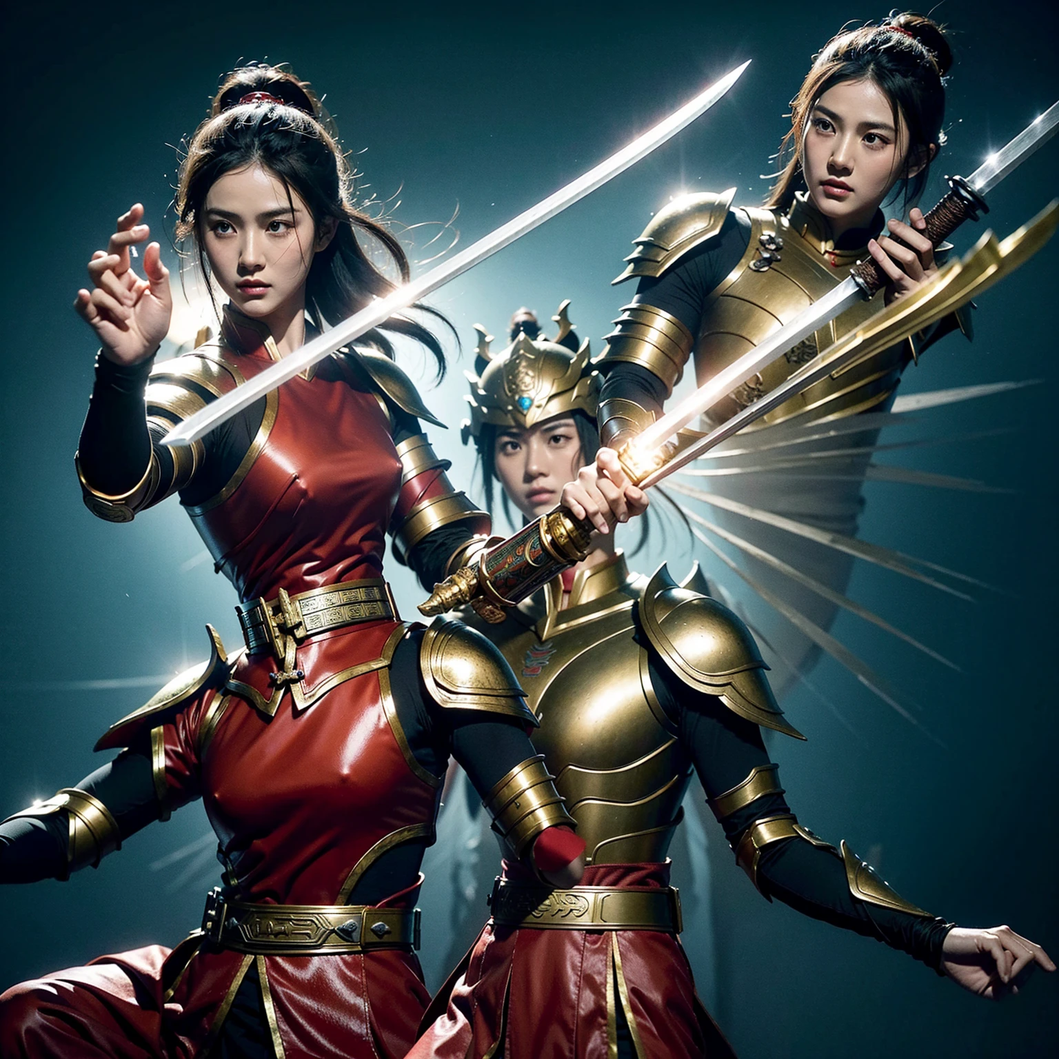 Eastern culture, mystery, realistic style, Three Kingdoms, Kamen Rider, Armor, Mecha Warrior, Iron Hero, Deification, World Destruction, Super Hero, Hollywood Movies, Mysterious World of Ancient Era, Ancient Xia Dynasty Clothing, Ancient Shang Dynasty Clothing, Zhou Dynasty Clothing, Three Dynasties Era, Sword, Light, Sword, Shadow, Knight, Jianghu, Martial Arts, Red Dust