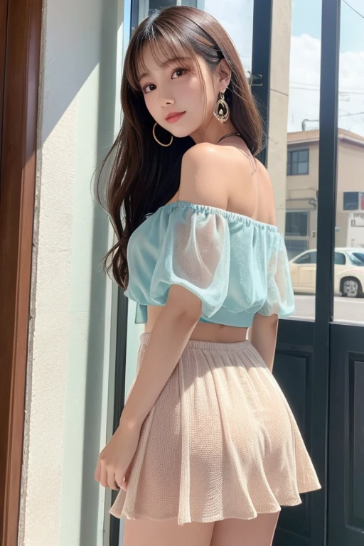 Cute Girls、high school girl、Idol、Off the shoulder、mini skirt、See-through