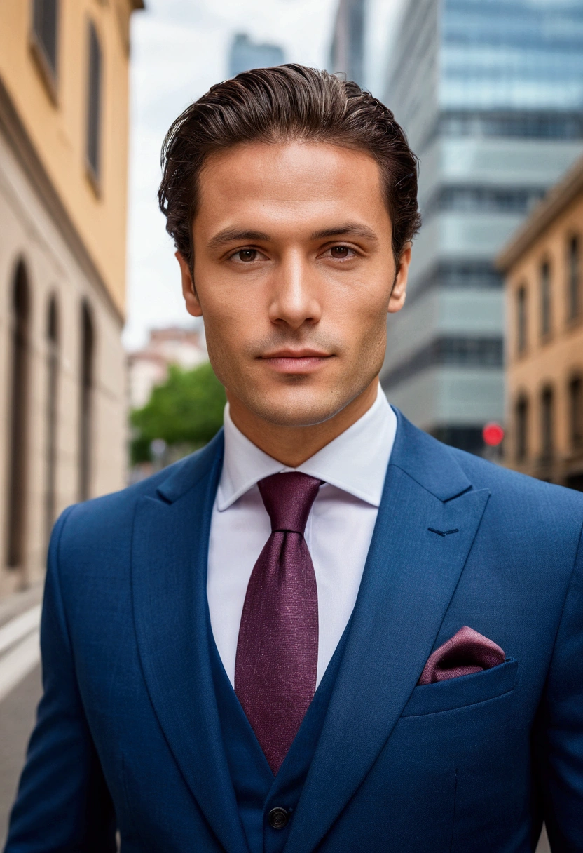 Highest quality、8k.masterpiece、Professional photos、elegant Italian man wearing a suit and business tie standing on a city street, Outdoor business portrait, Professional Profile Photo, Professional profile photo, wearing a suit and a tie, Wearing a business suit, Nico DeRolls, Chi multiplication, Corporate Wear, wearing a suit and a tie, Corporate Portrait, Raphael Persona, Sascha Schneider, Wear a business suit, Professional photos