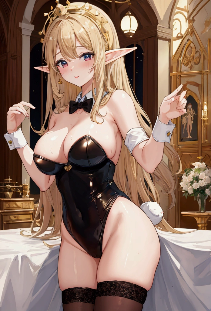 Highest quality, masterpiece, Ultra-high resolution, female、Big Breasts、Bunny girl、👯、Obscene leotard、Elf、Cosplay、Sexual seduction