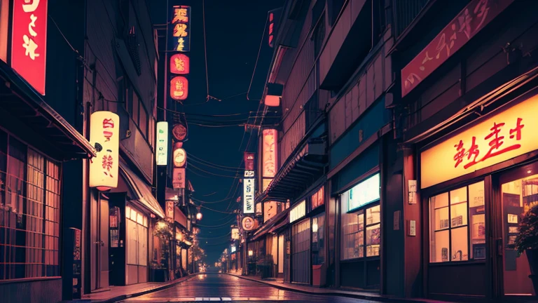 Japan, neon, street, plant, null,wire,cloud,Flying Bird,,Highest quality, masterpiece, Very detailed