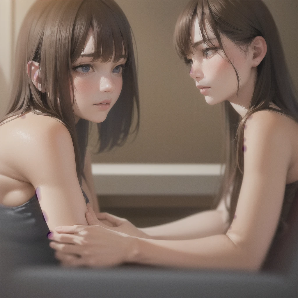 8k,Highest quality, masterpiece, Ultra-high resolution, (Realistic:1.4), RAW Photos, (Real skin texture:1.3), (Film Grain:1.3), (Selfie angle),One girl, One-Pun Hairstyle, Brown Hair, Sitting, Chair, boredom, Hand supporting chin, Beautiful and detailed eyes and face,masterpiece, Highest quality,close,Upper Body, aggressive