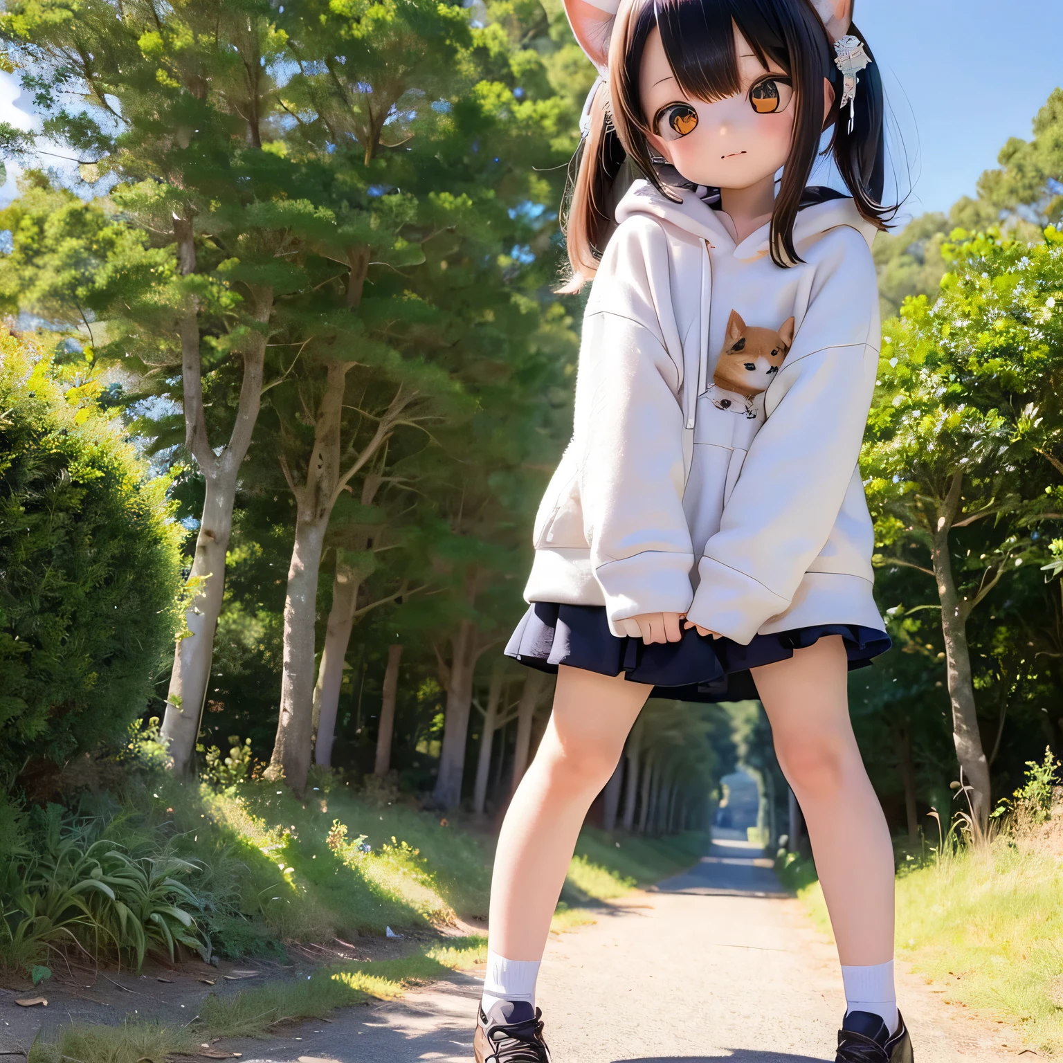 Shiba Inu girl rural scenery