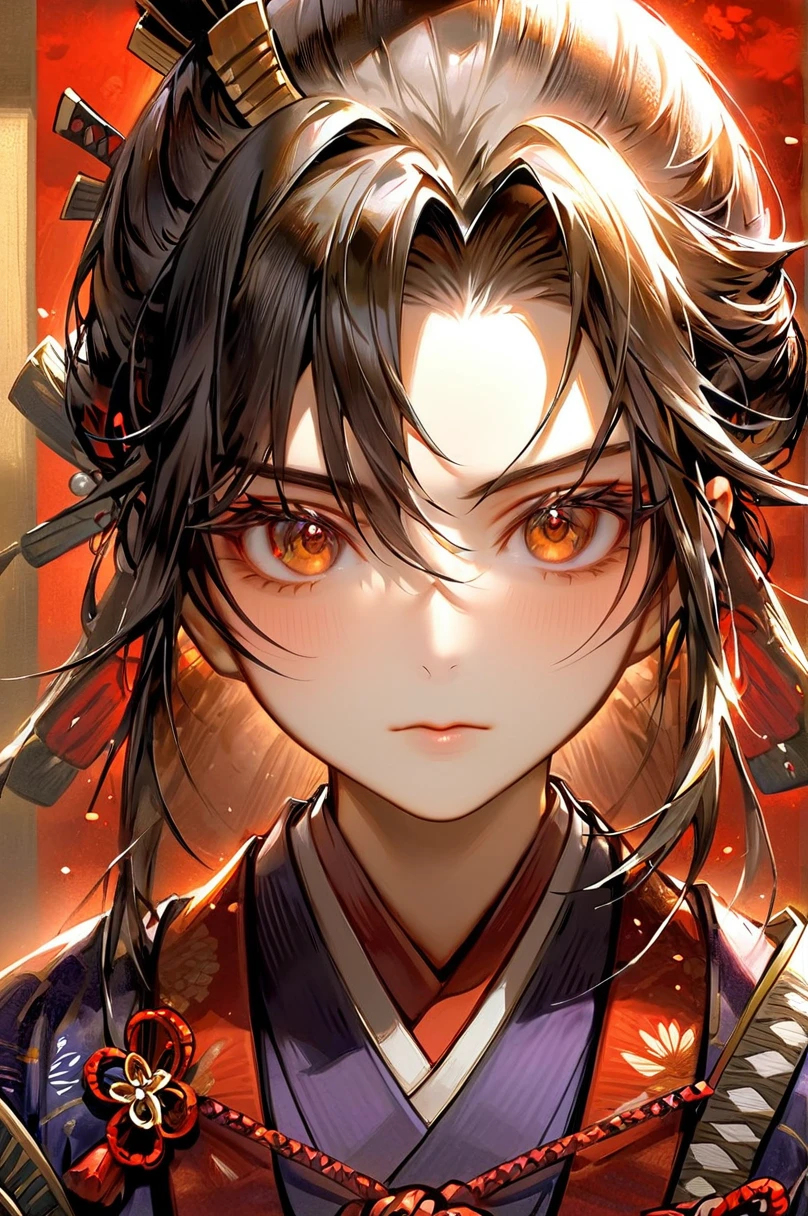 Japanese samurai in the Edo period、Zuo々Portrait of Kojiro Ki。He has a bold and dignified look、Dressed in traditional samurai attire。