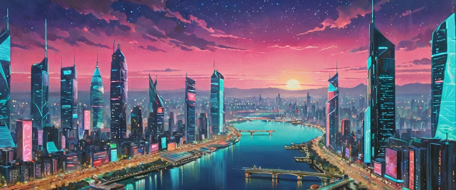 Hatsune Miku、((Masterpieces with up to 16K resolution):1.6), ((Intricate details):1.4), ((Very crazy details):1.4),((Highest quality):1.3),((Soft-colored 4K high-definition digital art):1.3). | (((Futuristic City):1.5))), ((Neon light glow):1.4), ((Future cityscape):1.3), ((サイボーグのHatsune Miku):1.4), ((後ろ姿のHatsune Miku):1.3), ((Digital Advertising and Holograms):1.1), Gouache with Intricate detailss, pastel colour, Drops of ink, Fine brushwork has been improved, Careful brushwork creates a sense of atmosphere, Utilize delicate yet powerful brushwork techniques, Create an enchanting atmosphere. Very fine gouache, ((Unmatched clarity and clarity):1.1), ((A futuristic city rendered in stunning 32K resolution):1.3), ((Paintings of Women by Agnes Cecil):1.3), All in sharp focus.