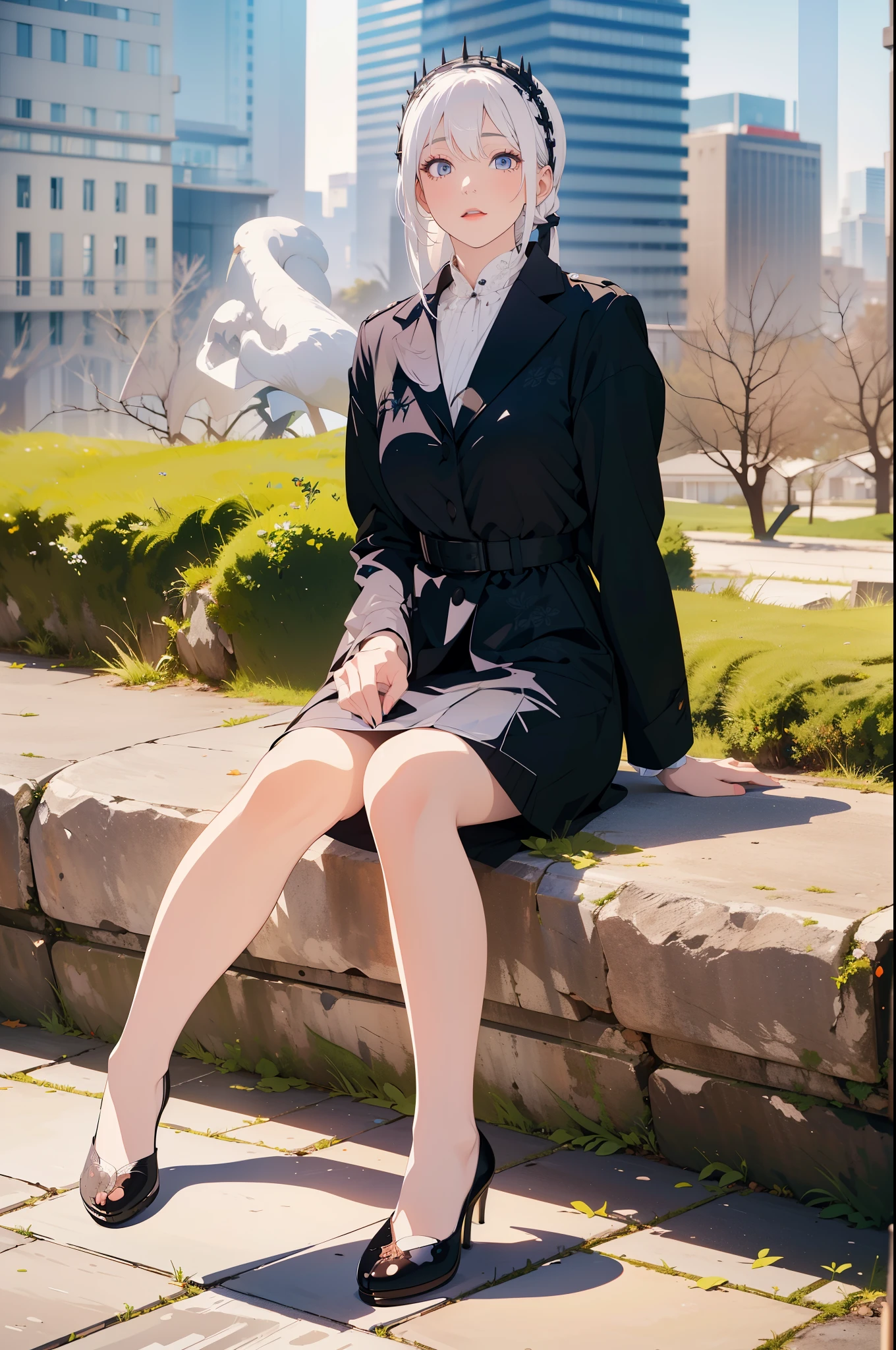 (masterpiece), (best quality), (ultra-detailed), (best illustration), (best shadow), (absurdres), albino Female, 25 years old, looking at viewer, medium breasts, pale white skin, albino, white eyelashes, white hair,