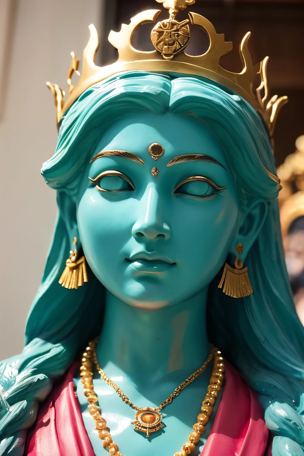 Close-up of a female statue wearing a crown on her head, Lord Shiva, Goodbye. Charlton Fortune, inspired Goodbye. Charlton Fortune, charm男性神, Lord Shiva破壊者, tendency ，, shortening, charm, By Thomas Furlong, Close-up shot of the amulet, From Ramayan, futures, By John Luke