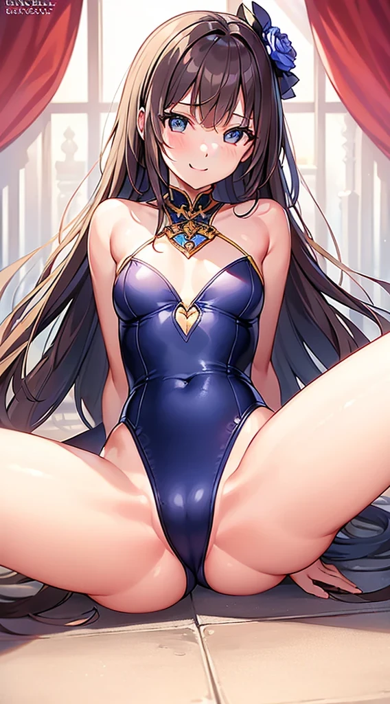 (masterpiece, Highest quality, detailed:1.3),(photograph:1.3), HD transparent background, Attention to detail,One Girl,Sparkling eyes,Watch the audience, Perfect Face, Long Hair,Practice rhythmic gymnastics, Beautiful girls, Charming smile, ((leotard))、((Spread your legs))、between legs, between legsクローズアップ