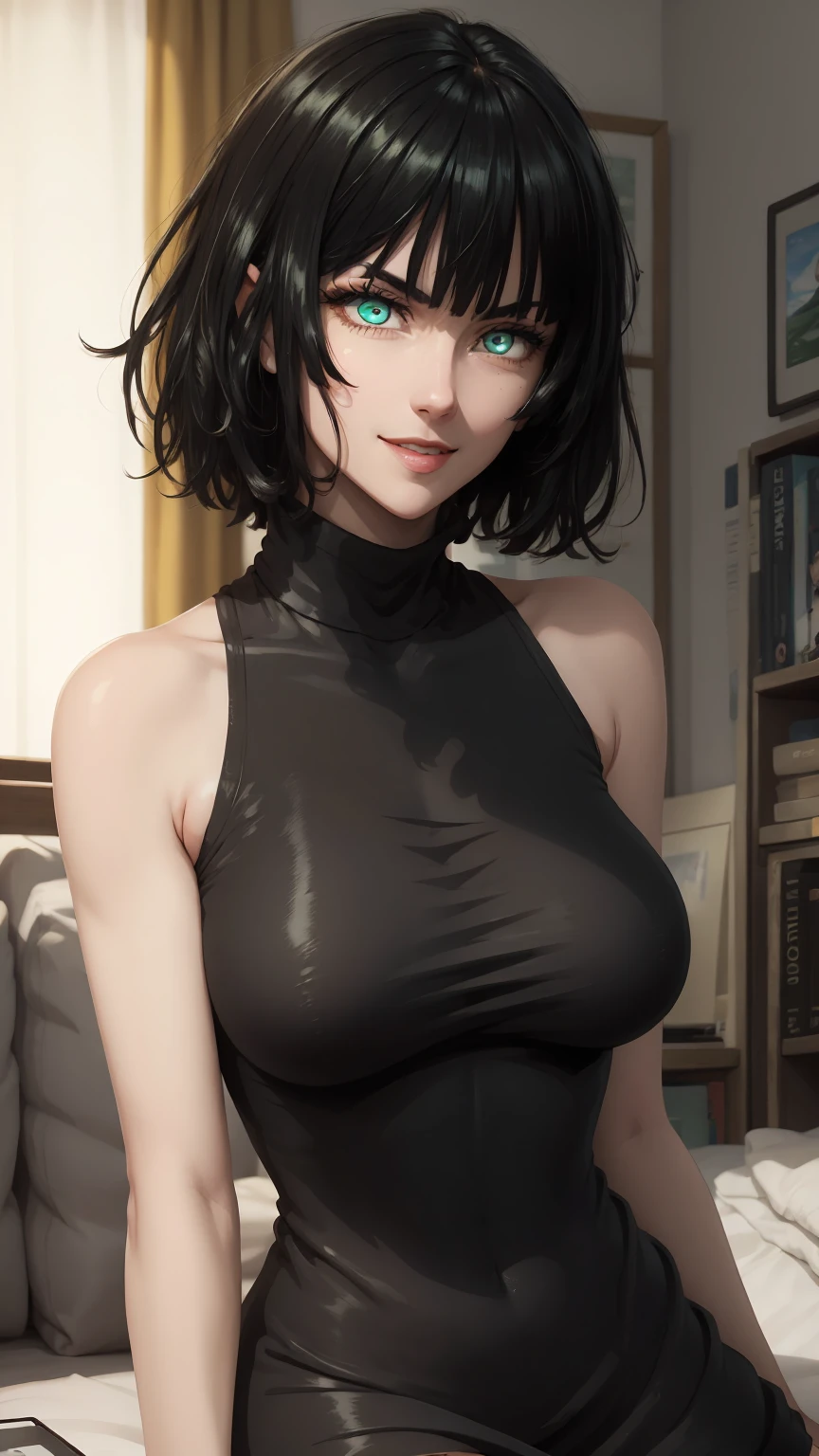 cleavage, green eyes,green color hair,By bang,short hair,
BREAK (sweater dress, virgin killer sweater, clothing cutout, turtleneck, sleeveless, bare arms:1.2),
BREAK spread legswide,Smiling,
BREAK (masterpiece:1.2), best quality, high resolution, unity 8k wallpaper,NSFW ,(illustration:0.8), (beautiful detailed eyes:1.6), extremely detailed face, perfect lighting, extremely detailed CG, (perfect hands, perfect anatomy),