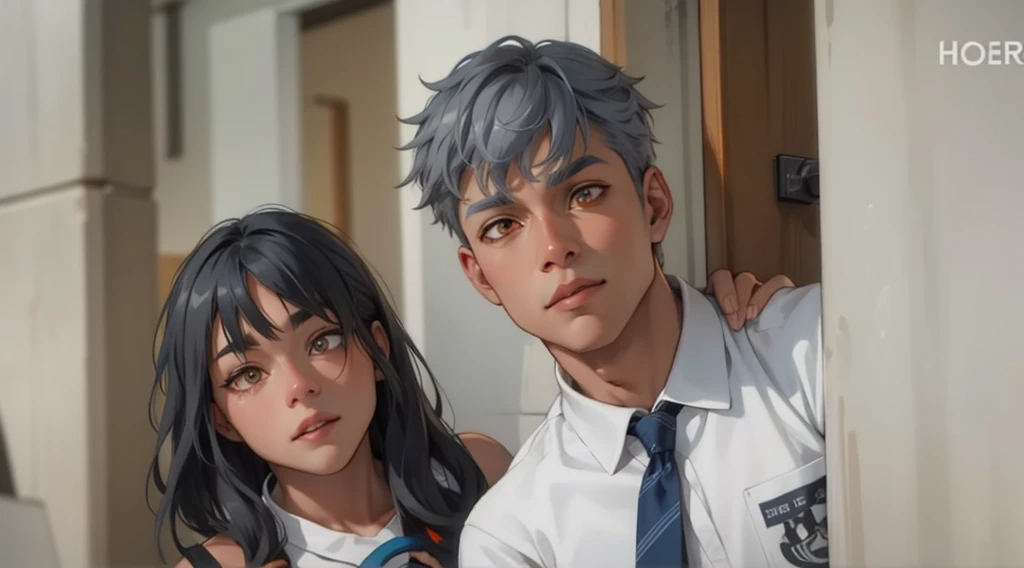 gray hair orange eyes