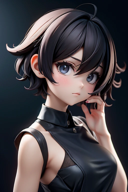 30-year-old woman,優しいface,face,faceオンリー,faceだけ,breast enhancement,boyish,naked,skin,tits,Small breasts,skin露出,Black Hair,Short Hair,Short Hair,The forehead is visible,Very Short Hair,Hair style slicked back,Characters only,1Peoples, Front View
