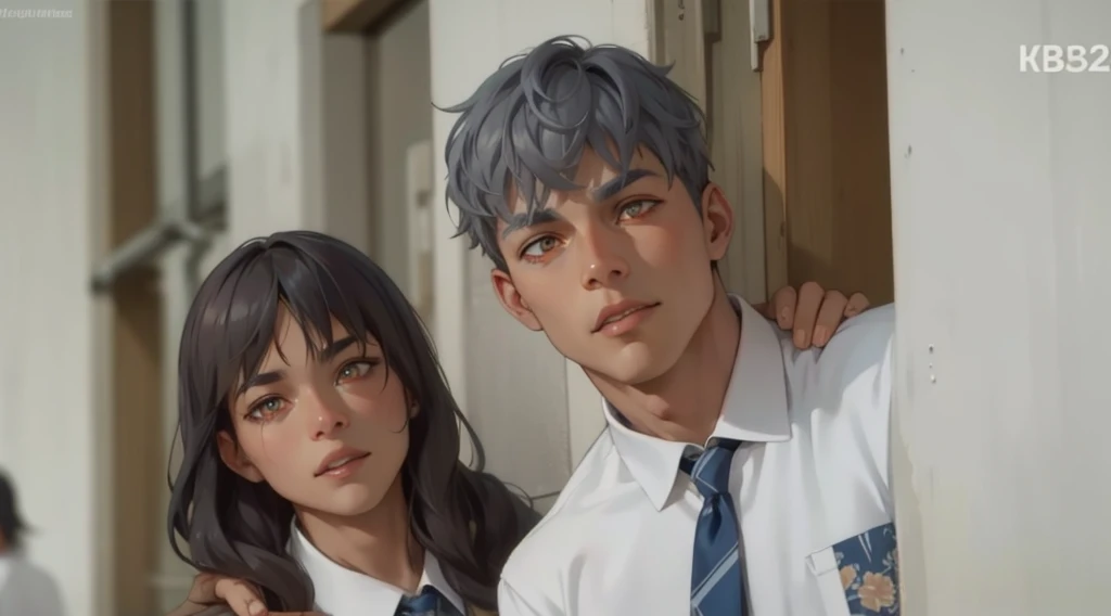 gray hair orange eyes