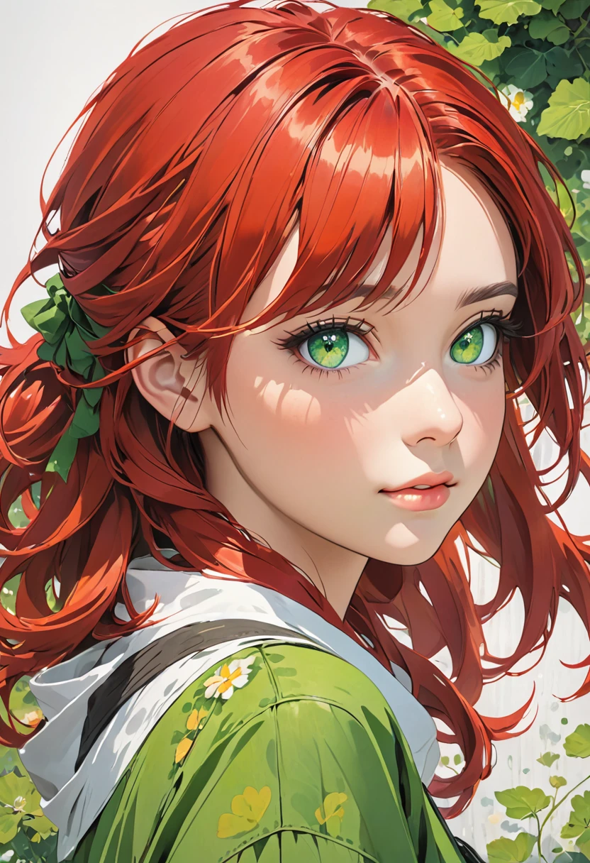 Girl with red hair and green eyes