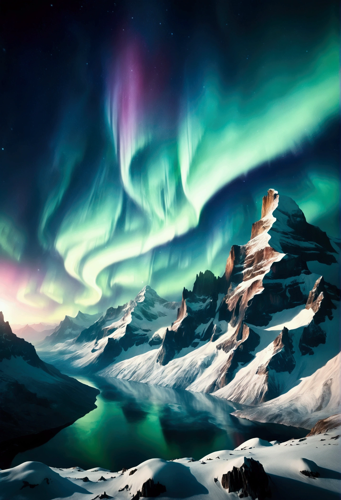 Universe Planet Snow Mountain Aurora 