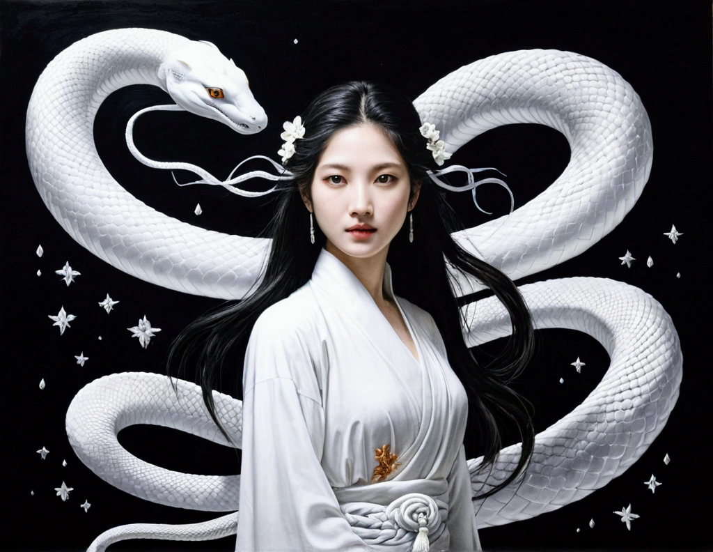 White snakeと女神、White snake:1.2 、Mystical painting