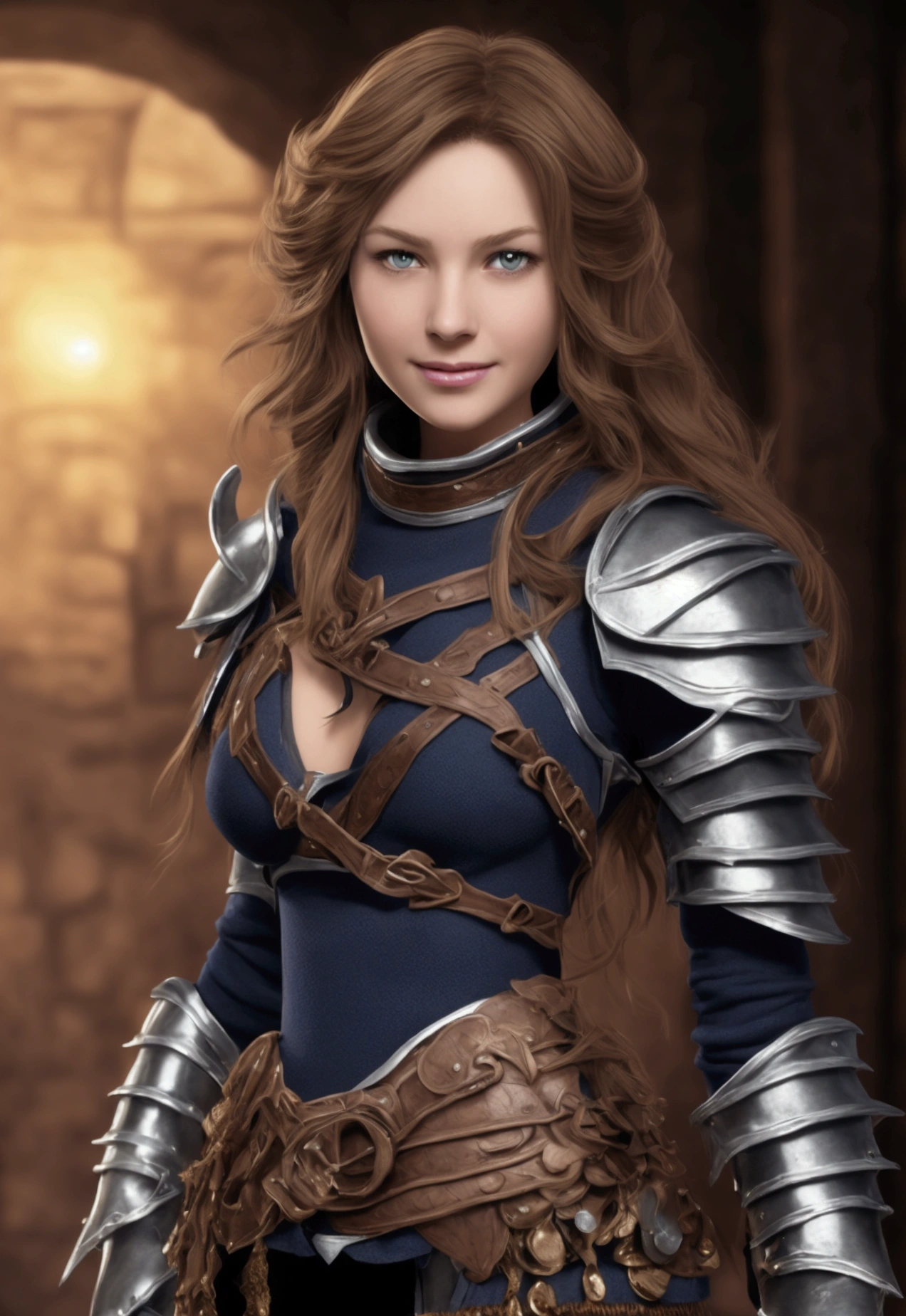 1girl, solo, no background, gladiator, fantasy style, full armor, fantasy armor, golden armor, gladiator armor, wearing helmet, full helmet, helmet with visor, dots visor, cover eyes, gladiator helmet, gladiator pauldron, pauldron on only left side, copped turtleneck, red turtleneck, sleeveless turtleneck, armor on jean, tight jean, leather jean, gladiator tasset, big belt, big round buckle, big long arm armor, gladiator arm armor, arm armor cover entire arm, arm armor only on left side, long hair, messy hair, muscular girl, tall girl, wide shoulder, big arms, large forearms, large hand, arm tattoo, tattoo only on right arm, navy blue hair, breasts, stomach, smile, big smile, teeth, large breasts, masterpiece, model character, eyes large, gaze fixed on the viewer, very detailed hands with only 5 fingers, 8k full hd, anime, ​masterpiece, Maximum quality, ultra quality cg, high resolution illustrations, 8 k wallpaper, official art, a high chroma