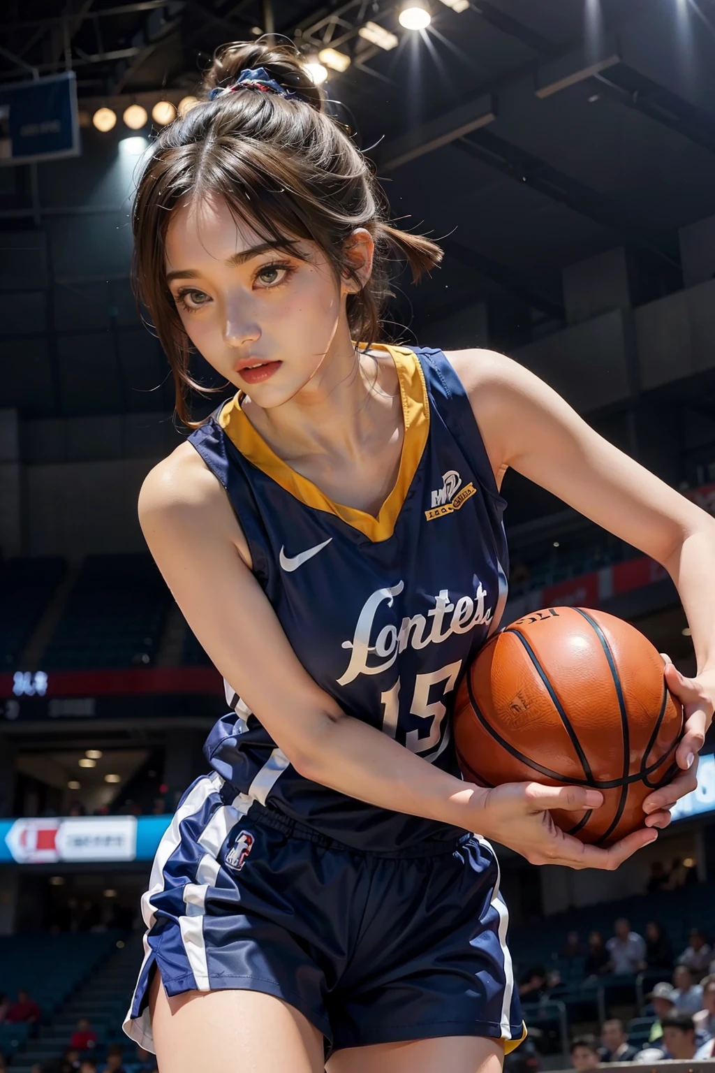 ((Female Basketball Player))、Young and beautiful girl、美しい顔のdetailedな描写、alone、8Kdetailed、(detailed、masterpiece、Highest quality)、