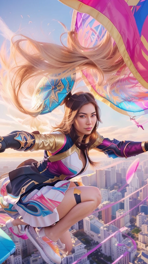 a close up of a person flying through the air with a frisbee, extremely detailed artgerm, style artgerm, rossdraws cartoon vibrant, ig model | artgerm, artgerm style, as seen on artgerm, rossdraws and jazza, artgerm and rossdraws, seraphine ahri kda, ! dream artgerm
