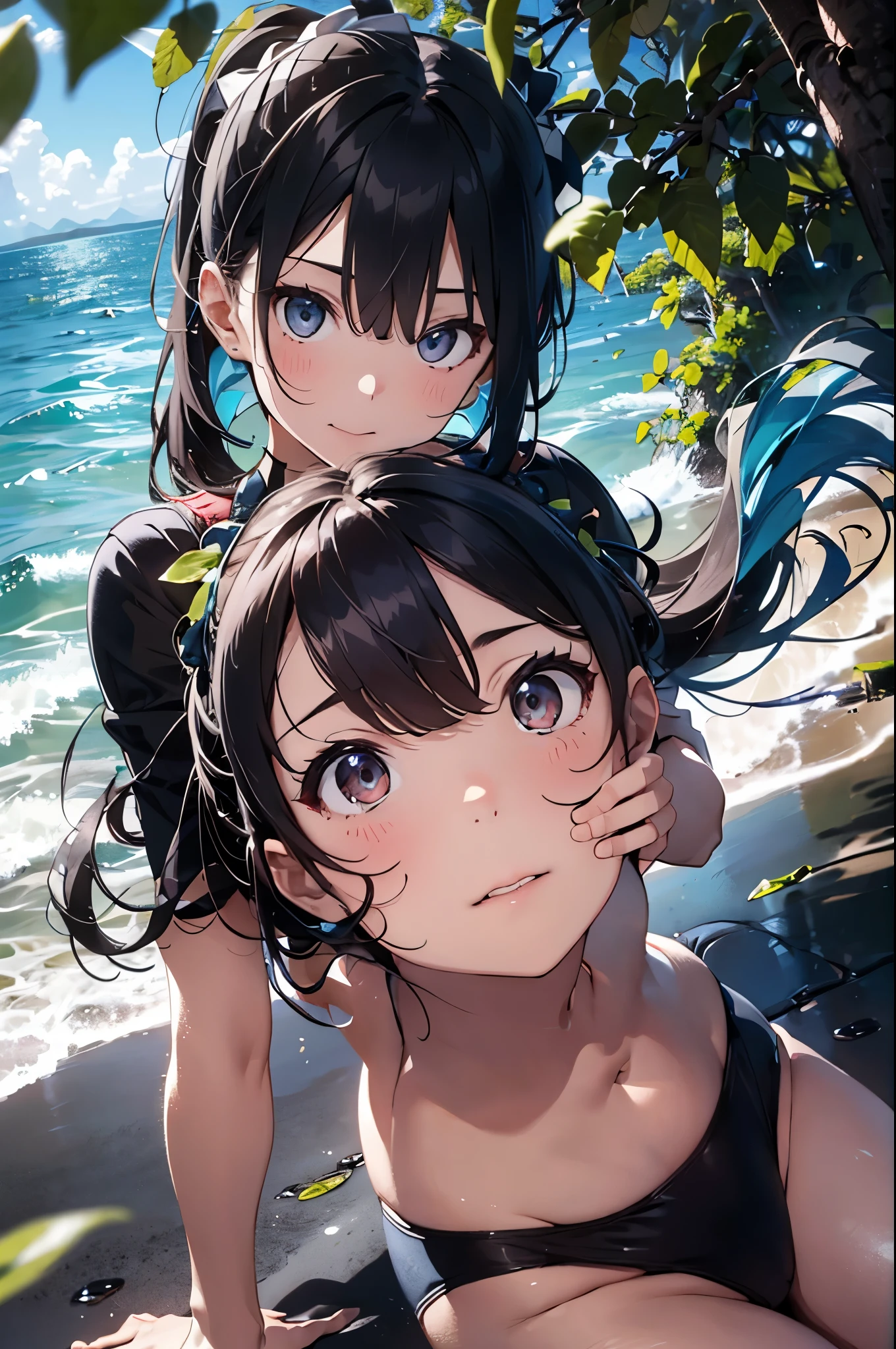 High resolution,topless、
One beautiful young woman,Light blue hair、ponytail、
(Soft Saturation:1.3), (Fair skin:1.2),
(ultra-Detailed Background, Detailed Background), Bokeh,
break'Portrait of a smiling girl.,
When viewed from the front, The composition is symmetrical,
Looking straight at you with serious eyes,
break Swimwear, White Bikini, Center of chest,
Outdoor, Sea surface, null, sunlight,Summer beach, Sandy Beach,
Strong light, Front lighting,
(:1.3), (Cowboy Shot:1.2),
Front brake angle,
View your audience,
Dynamic pose,
sitting on the beach
Seaweed、Seaweed、Seaweed、Seaweed、Seaweed、Seaweed、Seaweed、