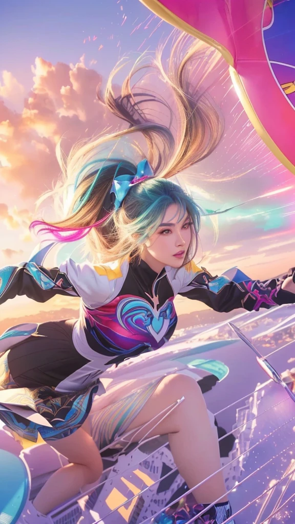 a close up of a person flying through the air with a frisbee, extremely detailed artgerm, style artgerm, rossdraws cartoon vibrant, ig model | artgerm, artgerm style, as seen on artgerm, rossdraws and jazza, artgerm and rossdraws, seraphine ahri kda, ! dream artgerm