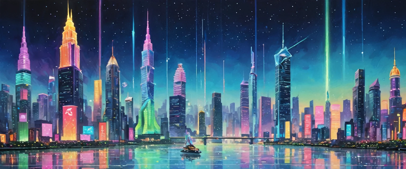 Hatsune Miku、((Masterpieces with up to 16K resolution):1.6), ((Intricate details):1.4), ((Very crazy details):1.4),((Highest quality):1.3),((Soft-colored 4K high-definition digital art):1.3). | (((Futuristic City):1.5))), ((Neon light glow):1.4), ((Future cityscape):1.3), ((街の真ん中に立っているサイボーグのHatsune Mikuの後ろ姿):1.4), ((Digital Advertising and Holograms):1.1), Gouache with Intricate detailss, pastel colour, Drops of ink, Fine brushwork has been improved, Careful brushwork creates a sense of atmosphere, Utilize delicate yet powerful brushwork techniques, Create an enchanting atmosphere. Very fine gouache, ((Unmatched clarity and clarity):1.1), ((A futuristic city rendered in stunning 32K resolution):1.3), ((Paintings of Women by Agnes Cecil):1.3), All in sharp focus.