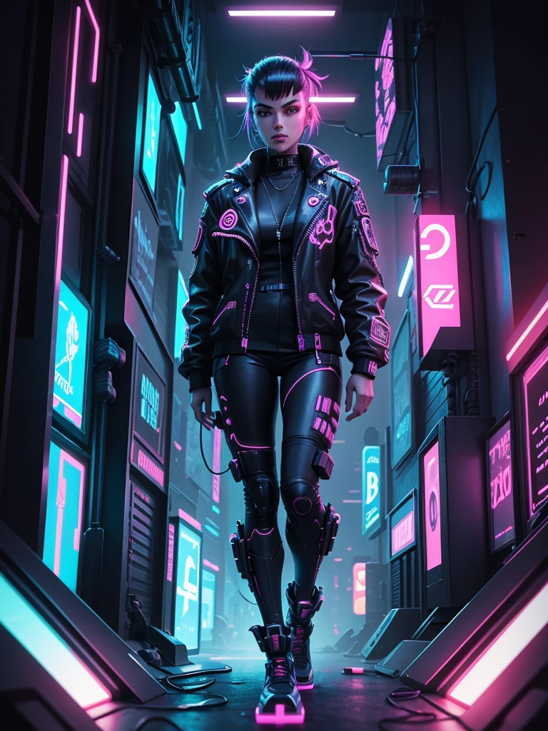 image to cartoon,vector illustration, 3d,cyberpunk theme, neon glowing light