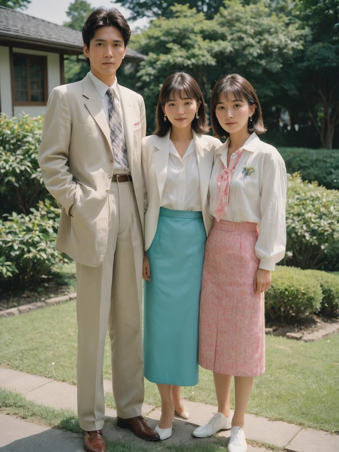 There are two photos of a couple in the frame., Photos taken in 2020, 80's japanese photo, Color photos from the 90s, mom and dad, photo from the 80s, Photo taken in 1997, 19photo from the 80s, 19photo from the 80s, old yearbook photo, He is about 25 years old.