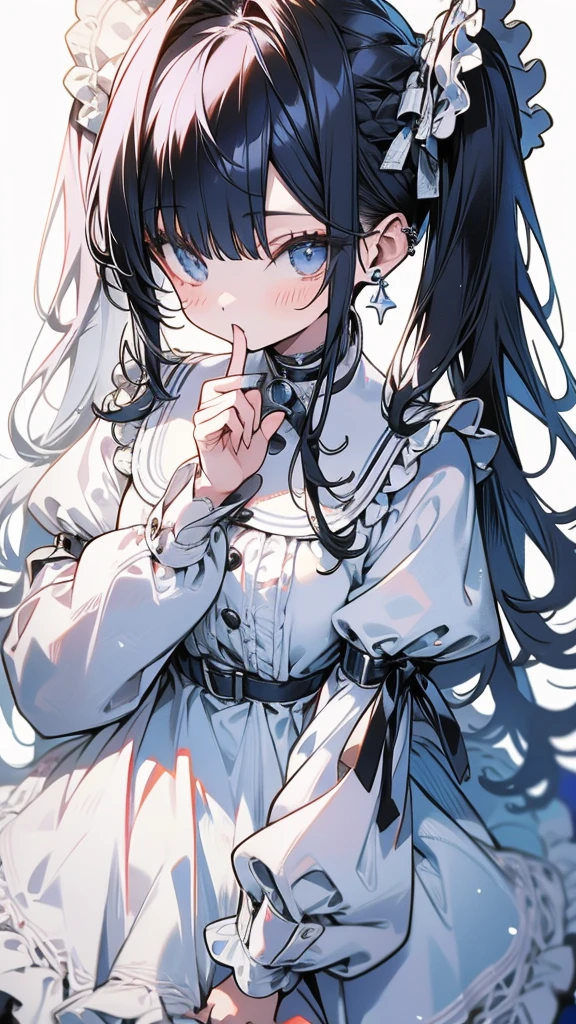 Detailed line art, Precision in the details, White Dress, Lots of frills,