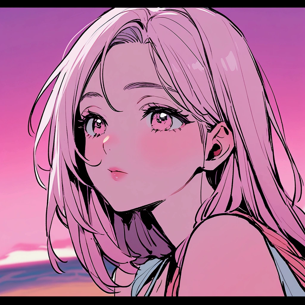 Summer Coast Pink Sky Woman