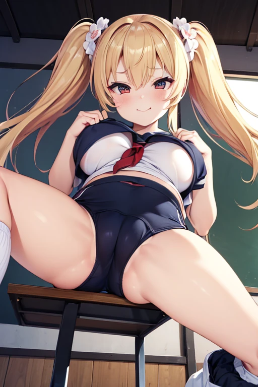 (((Spread your legs、Shooting from below))、(((Accentuate your butt、Shiny underwear)))、Highest quality, 8k, masterpiece :1.3)), whole body, Sharp focus :One Girl,Glowing Skin,Sexy pose,Highest quality,Tabletop,shape,Very delicate and beautiful,Hmph,8k壁紙,wonderful,In detail,Official Art,Very detailedなティッカーUnity 8k壁紙,Unbelievably ridiculous,Large file size,Very detailedな,High resolution,Very detailed,Beautiful detailed girl,Realistic,X-ray,The queue is full,(((Gym suit、Bloomers)))、(((Big Breasts、blonde、brm)))、(((gym、During class、School)))、Stand upright , ((Long golden hair、loosesocks))、White T-shirt、Sexy pose、Her hairstyle is twin tails.、both hands、White loose socks、brm