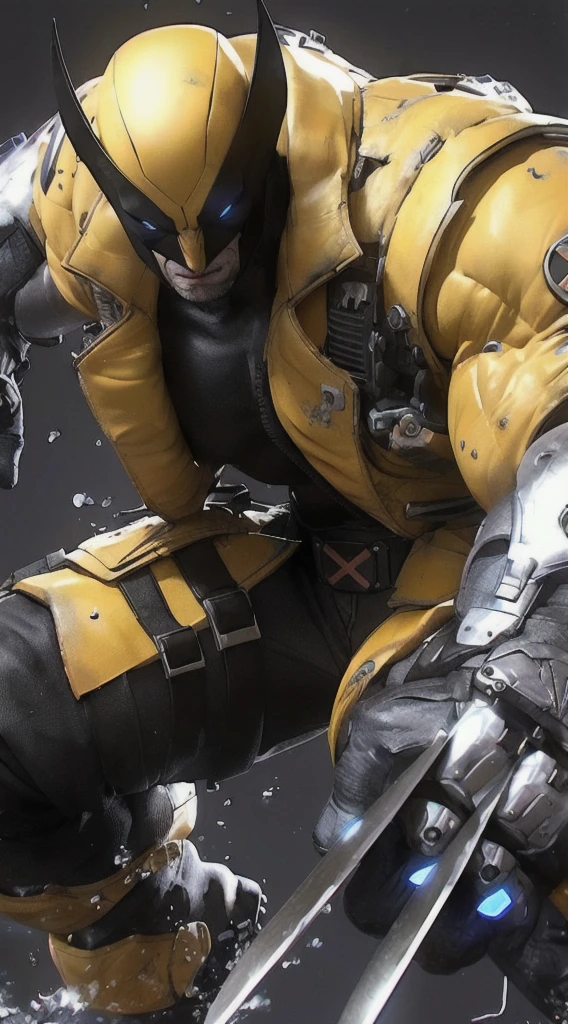 wolverine in a yellow suit with a sword and a black helmet, octane trending on cgsociety, trending on artstation 4k, wojtek fus, high detail iconic character, octane. trending on artstation, trending on artstation:3, octane cgsociety, cgsociety uhd 4k highly detailed, trending on artstation.', trending on artstation hq