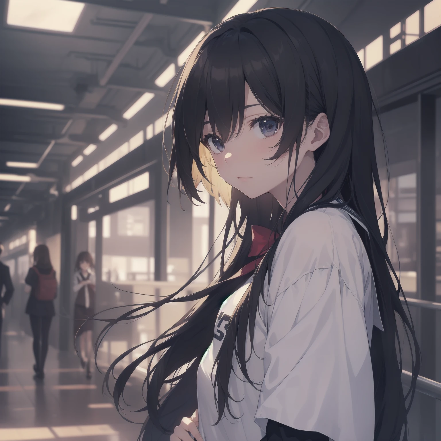 ultra-absurdres-Top quality by artist God, ultra-detailed, high resolution, anime moe artstyle, best anime 8k konachan wallpaper, pixiv contest winner, pool:2810, perfect anatomy,break, 1girl, (Please draw a girl walking sleepily to school alone. )break,(Solo,little female, 13-year-old:1.3),Full limbs, complete fingers,a junior high school student, (very short hair), short cut, flat chest, , small butt, small black eyes, beautiful detailed eyes, well-proportioned iris and pupils, expressive eyes, highres detailed hair, soft expression, salor school_uniform, sailor collar, serahuku, bow, pleated skirt,(Detailed Lighting), (Detailed background), in the School commute route. break,super detailed skin, Best cinematic lighting powered by famous artist, 8k,beauty illustration,photoshop_(medium),very aesthetic,break,((artist:haruhisky )), artist:clamp ,artist:carnelian ,artist:kantoku ,