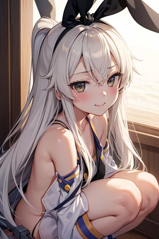 Completely naked,score_9, score_8_superior, score_7_superior, score_6_superior, sauce_anime, One girl, (Dynamic Angle), (Perfect image), 8k wallpaper, Most detailed, Complex, Delicate background, Official Art,shimakaze(Kantai Collection),Squat,The whole body is visible,smile